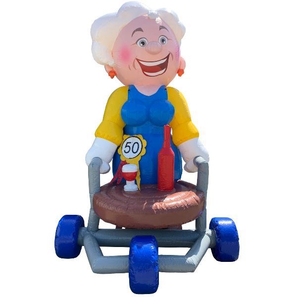 Opblaasbare Sarah met Rollator Opblaasbare Sarah met Rollator